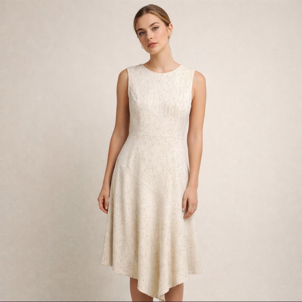 Asymmetric Beige Midi Sleeveless Dress 12